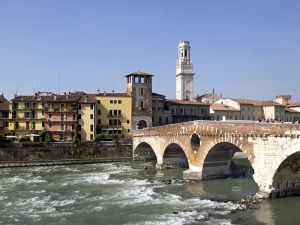 Adige River Flows Through the City of Verona
